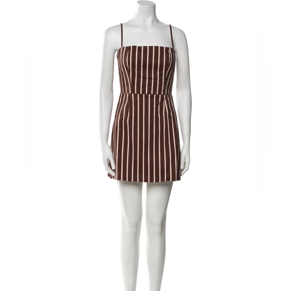 Reformation Westlake Stripe Mini Dress in Coffee Brown Size 2